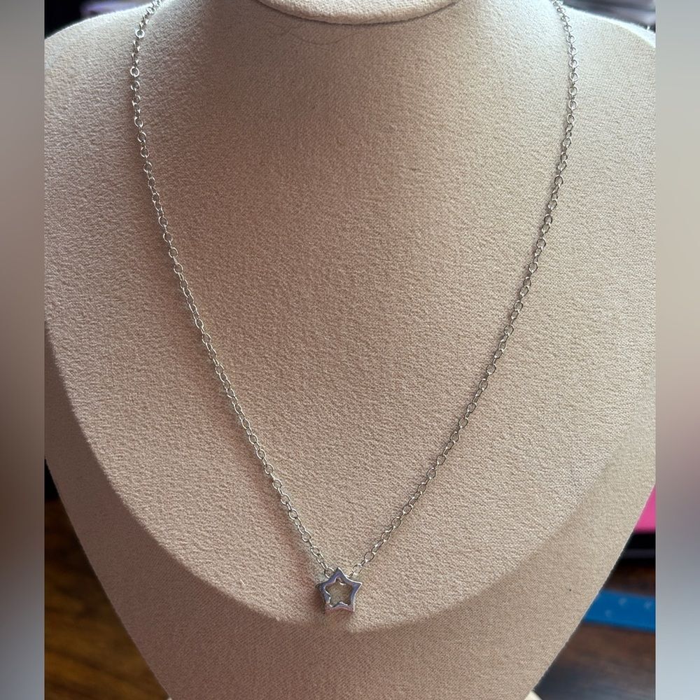 Silver Open Star Pendant Necklace